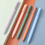 Stylo gel couleur macaron a pression simple, 5 pi�ces, pointe d'aiguille d'encre noire 0. 5mm, papeterie ...