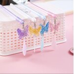 Stylo gel cr�atif avec pendentif plume papillon, 0. 5mm, kawaii, encre noire, signature, fournitures ...