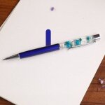 Stylo gel en cristal de luxe avec feuille de m�tal, kawaii, fleur, cr�atif, logo gratuit, ecriture, statonneri ...