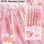 Stylo a gel doux pour fille, 0. 5mm, rose p�che, frais, kawaii, fraises, fruits, neutre, mignon, fournitures ...