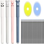 Stylo gel effaable ensemble, 4 stylo a encre gel effaable + 20 recharges + 2 gomme, 0, 35mm stylo a ...