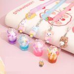 Stylos a gel a encre noire, 24 pices / lot, pendentif de dessin anim lapin ours chat, mignon, signature, ...