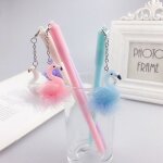 Stylo a gel en peluche, 1 pi�ce, mignon kawaii, flamant rose, mouton, vache, pendentif, fournitures scolaires ...