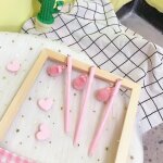 Stylo gel en peluche flamant rose avec joli coeur pour b�b�, stylo de signature, fournitures scolaires ...