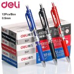 Stylos a gel a pression manuelle 0. 5mm, 12 pi�ces / bo�te, noir, rouge, bleu, pour ecole, enseignant, ...