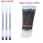 Stylos gel transparents givr�s 0. 5mm, 36 pi�ces, pointe d'aiguille, noir, bleu, rouge, recharge de papeterie ...