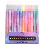 Stylos marqueurs artistiques a double t�te, 12 pi�ces, stylo de couleur pastel fluorescent liquide, fourniture ...