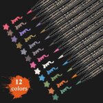 Stylos marqueurs m�talliques 12 couleurs a pointe moyenne, marqueurs permanents pour peinture sur papier ...