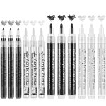Stylos marqueurs pour peinture acrylique, noir et blanc, extra fin 0. 7mm, pointe moyenne 3mm, marqueurs ...