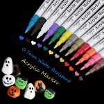 Stylos de peinture acryliques, 12 couleurs premium etanche feutres permanents pour la peinture rupestre, ...