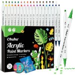 Stylos de peinture acrylique, 36 couleurs a double pointe (pinceau et point) stylos acryliques - imperm�ables ...