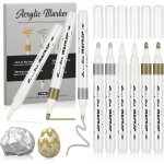 Stylos a peinture a base d'eau avec pointe de 2, 0 mm - lot de 9 marqueurs acryliquesblanc, dor, argent ...