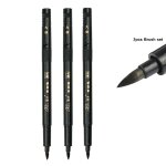 Stylo pinceau de calligraphie, 3 pices / lot, lettres a la main, marqueurs a encre noire, art ecriture, ...