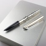 Stylo a plume 0. 38mm extr�mement fin, en acier inoxydable, corps classique, encre, cadeau pour etudiant, ...