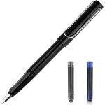 Stylo plume avec 2 cartouches d'encre (bleue, noir), stylos a plume avec grip ergonomique et plume acier ...