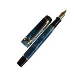 Stylo plume en acrylique 316, plume f, bleu, marron, blanc, marbre, ambre, motif, encre, ecriture, cadeau ...