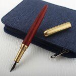 Stylo a plume en bois rouge de luxe, laiton, cuivre, calligraphie dorée, stylo a encre m, affaires, bureau, ... Stylo a plume en bois rouge de luxe, laiton, cuivre, calligraphie dorée, stylo a encre m, affaires, bureau, ...