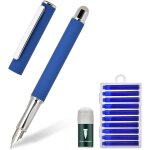 Stylo plume effa�able pour l'�cole et le quotidien - largeur de trait m - encre bleue - avec 11 cartouches ...