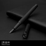 Stylo a plume a encre hongdian, entirement mtallique, en acier inoxydable, noir, blanc, classique, ...