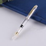 Stylo plume a encre a piston blanc transparent, stylos a encre de haute qualit, rotation de document, ...