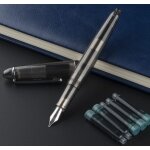 Stylo a plume f + collocation d'encre, clip rotatif transparent en plastique bleu, style classique, 992 ...
