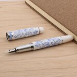 Stylo plume fleurs en porcelaine bleue et blanche stylos a encre a pointe moyenne en m�tal pour l'�criture ...