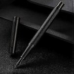 Stylo plume fort - noire a pointe fine, design classique, avec convertisseur et coffret en mtal par ...