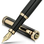Stylo plume de luxe, revtement dcoratif plaqu or vritable, plume f, avec coffret cadeau