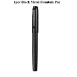 Stylo - plume mtallique mat fort noire, pointe fine ecriture flux lisse, rechargeable, cartouches d'encre ...