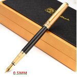 Stylo plume noir et dor�, encre a pointe moyenne / m�tal / marque / avec bo�te d'origine, de bonne qualit�, ...