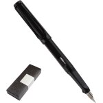 Stylo plume noir mat avec poigne ergonomique et pointe en acier poli. botier en plastique asa robuste. ...