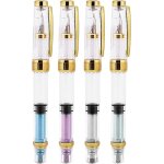 Stylo plume a piston avec piston 4 couleurs plume transparent a stylo fin lot de 4 articles pour bureau ...