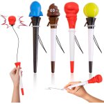 Stylo rigolo cr�atif 4 stylos avec designs uniques : gant de boxe, crotte, tennis, fus�e, couleur vive, ...