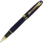 Stylo roller style classique en or - bleu