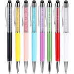 Stylus for tablets 8 pack 2 in 1 capacitive ballpoint pen black ink and universal stylus pens for mobile ...