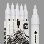 Subzonal - marqueur blanc indlbile lot de 5, stylo pointe ogive pour pneus, verre, mtal, bois, textile, ...