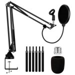 Support de bras de microphone robuste, support de ciseaux a fl�che a suspension r�glable avec filtre ...