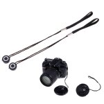 Support de capuchon de couverture d'objectif dslr, 2 pi�ces, cordon de maintien de sangle, corde de laisse ...