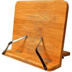 Support de livre de recettes r�glable en bambou ¿ support de livre de cuisine mains libres avec pinces ...