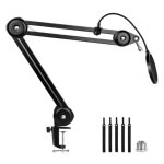 Support de microphone, bras de microphone de studio avec filet de soufflage, t�te de conversion et attache ...