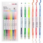 Surligneurs a double pointe, 6 couleurs assorties, aiguille et pointe de ciseau, stylos bible, pas de ...