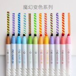 Surligneurs a double t�te a d�coloration magique, marqueurs artistiques, stylo de couleur fluorescent, ...