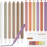 Surligneurs pastel, 6 colori surligneur marqueurs paste + 6 stylos encre gel noire + note autocollante, ...