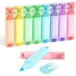 Surligneur pastel, 8 surligneurs pastel kawaii, highlighter a pointe biseaut�e, non toxique, parfait ...