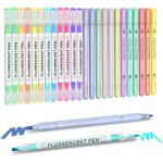 Surligneurs pastel�� 24 extra - fin surligneurs marqueur, double pointes (fine ou plate), 4 styles ...