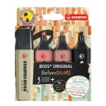 Surligneurs - stabilo boss original naturecolors - 4 teintes - marron, orange, vert et noir
