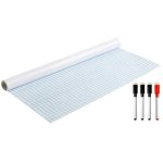 Tableau blanc adh�sif autocollant whiteboard effa�able 200 x 45 cm + 4 marqueurs