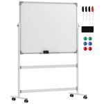 Tableau blanc magntique sur roulettes double face - tableau rotatif avec etagre - nombreux accessoires ...