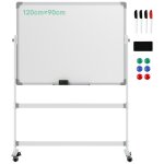 Tableau blanc magn�tique sur roulettes double face - tableau rotatif avec etag�re - nombreux accessoires ...