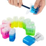 Taille - crayons manuels a 2 trous - lot de 12, couleurs vives, faciles a nettoyer, portables pour l'cole, ...